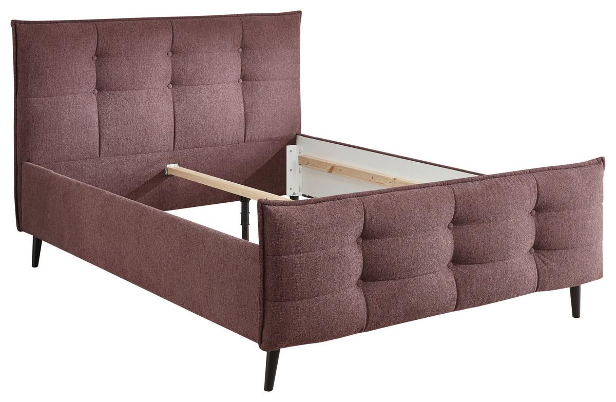 Polsterbett Mario B ca. 140x200 cm Aubergine - Aubergine, Basics, Holz/Holzwerkstoff (140/200cm) - MID.YOU