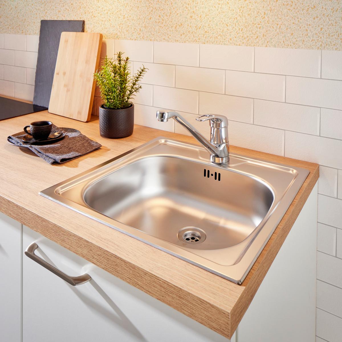 Küchenblock inkl. 5 E-Geräte PN 80/100 in Weiß - Eichefarben/Weiß, MODERN, Holzwerkstoff (280cm) - Pino