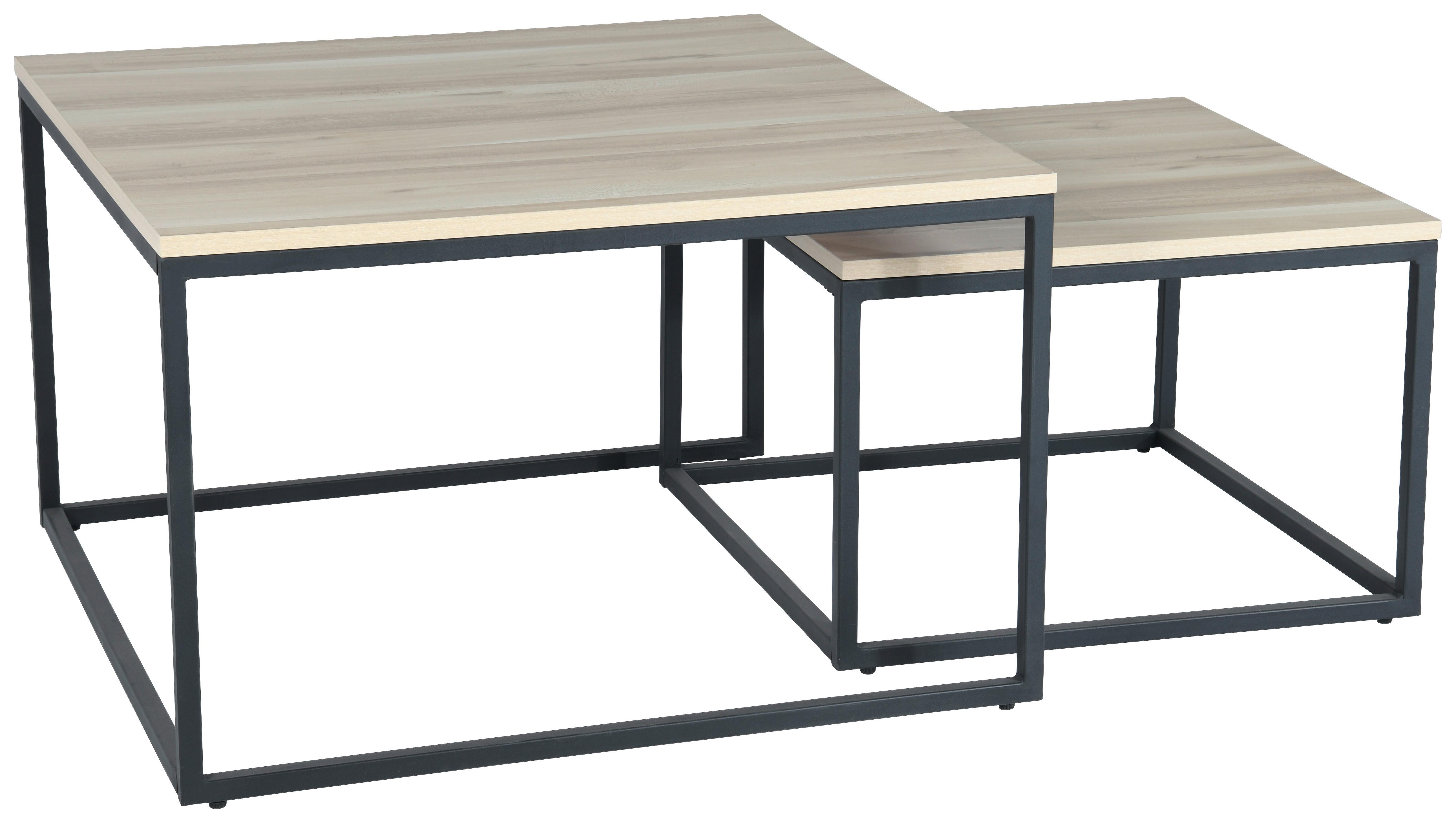 STOLIK KAWOWY CARRARA - kolor dębowy/czarny, Design, materiał drewnopochodny/metal (80/50/80cm) - MID.YOU