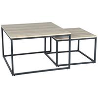 STOLIK KAWOWY CARRARA - kolor dębowy/czarny, Design, materiał drewnopochodny/metal (80/50/80cm) - MID.YOU