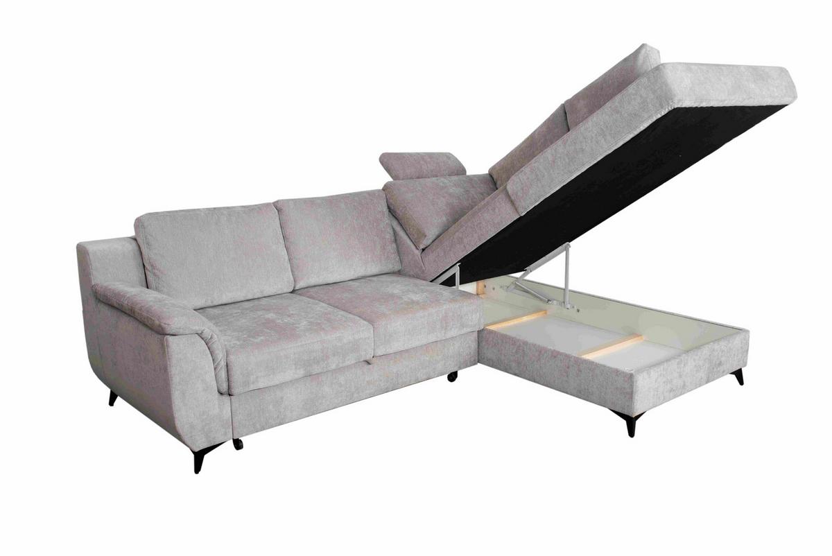 Sarokkanapé Salamina - világosszürke, Konventionell, faalapú anyag/textil (250/87/188cm)