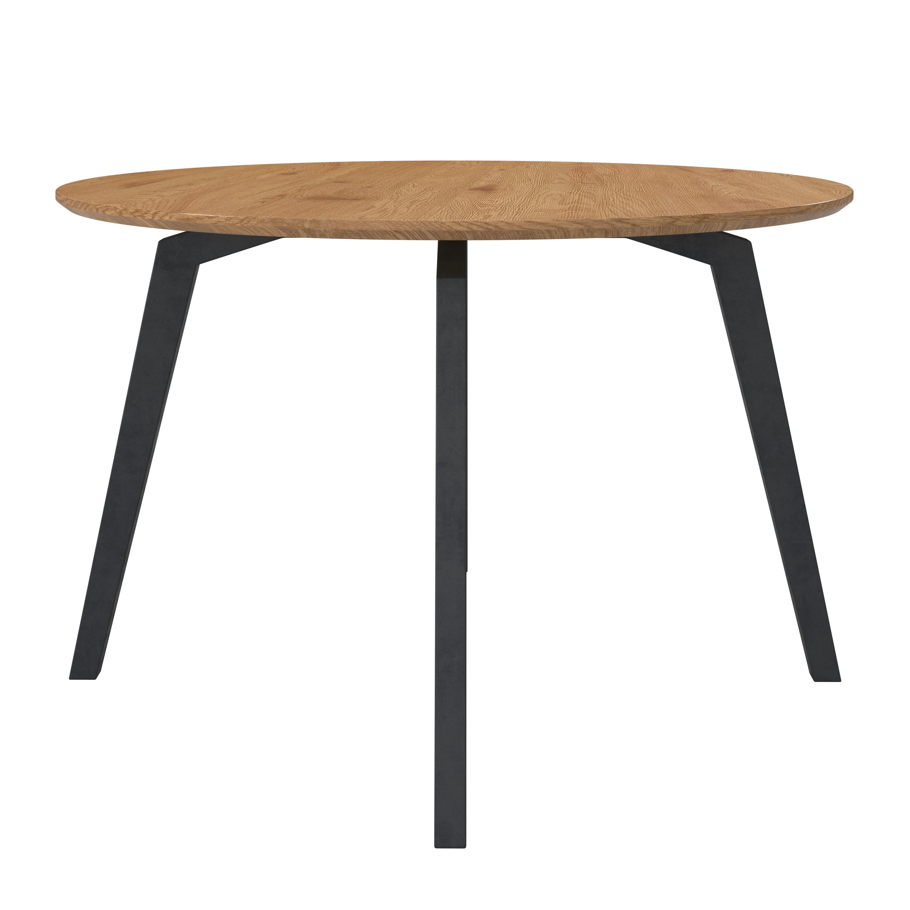 MATBORD ELIAN - svart/ekfärgad, Modern, metall/trämaterial (120/120/76cm) - Bessagi Home