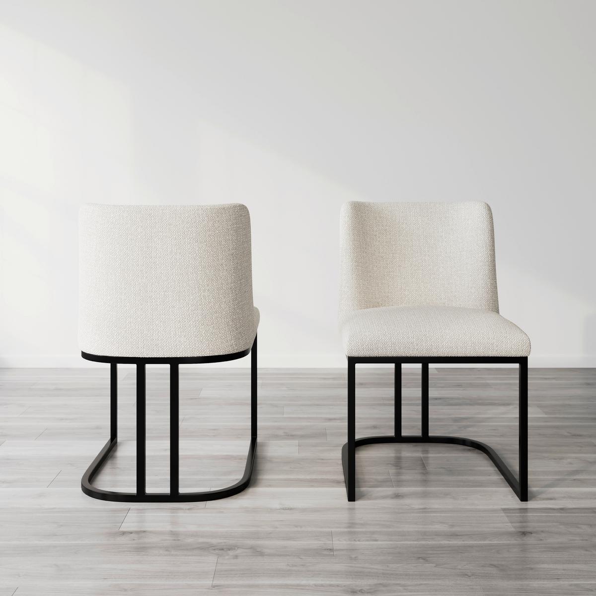 Stuhl Liara Hellgrau Webstoff Gepolstert - Hellgrau/Schwarz, MODERN, Holz/Textil (52/81,5/57cm) - Bessagi Home