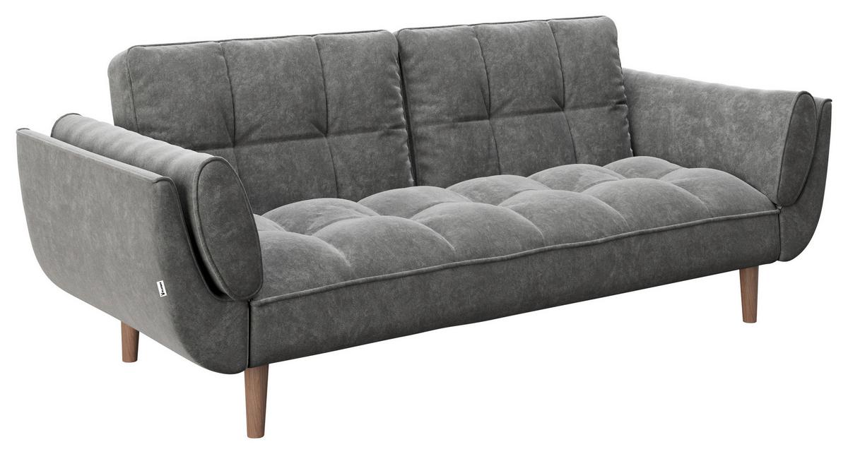 PLAYBOY 2-Sitzer-Sofa Scarlett Anthrazit Samt m. Schlaffunkt. - Anthrazit, KONVENTIONELL, Holz/Textil (215/81,5/84,5cm) - Playboy