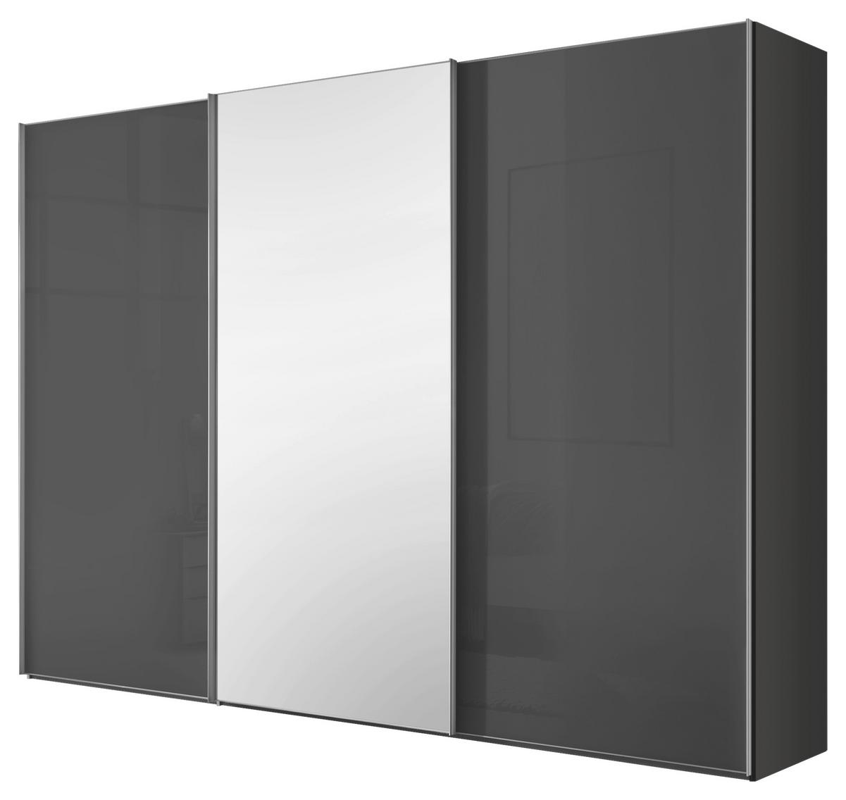 Schwebetürenschrank Lumos Silberfarben/Dunkelgrau - Dunkelgrau/Silberfarben, KONVENTIONELL, Glas/Holzwerkstoff (298/222/68cm) - Based