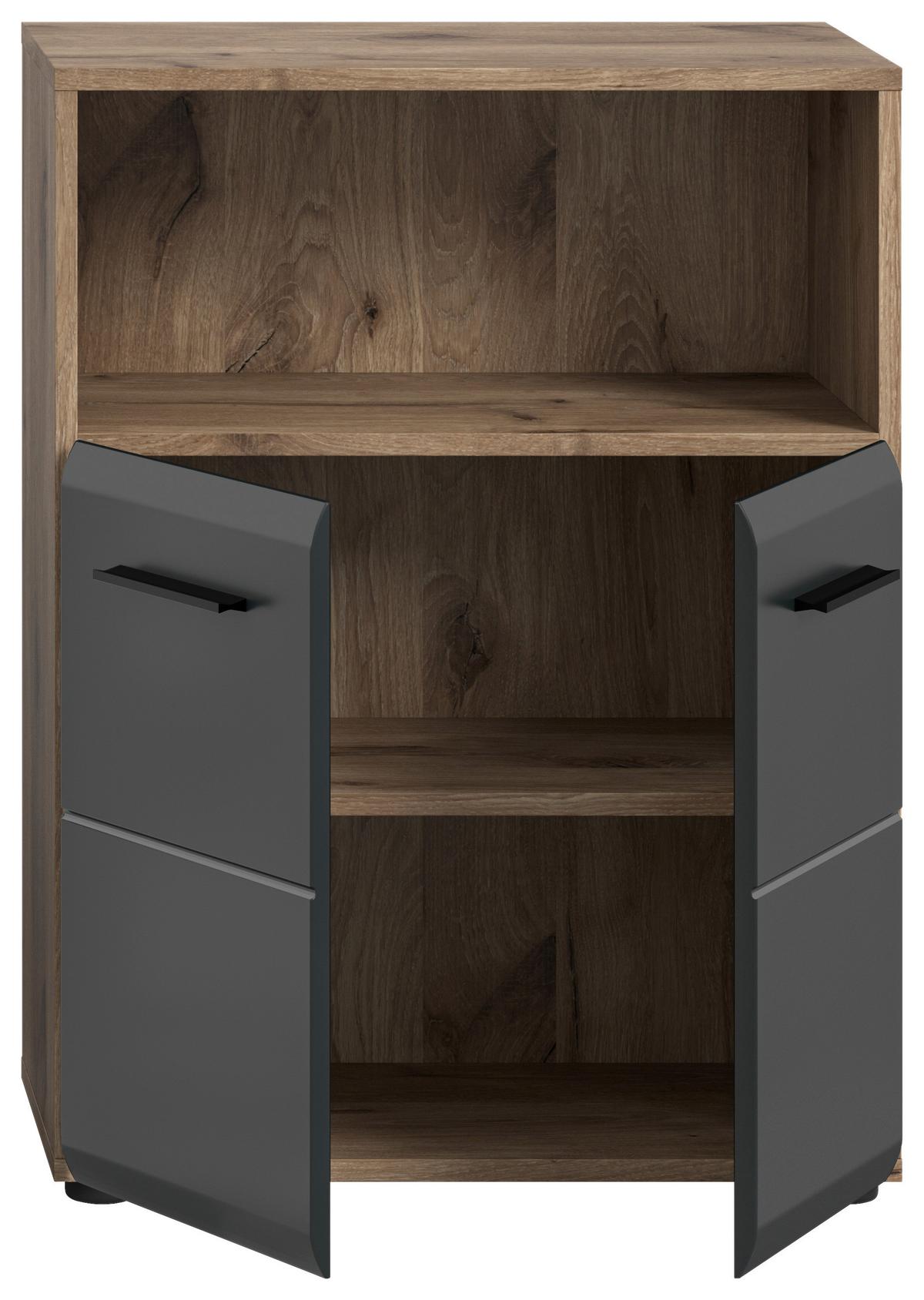 MIDISCHRANK ICE - Eiche dunkel/Schwarz, Basics, Holzwerkstoff/Kunststoff (60/80/30cm) - MID.YOU
