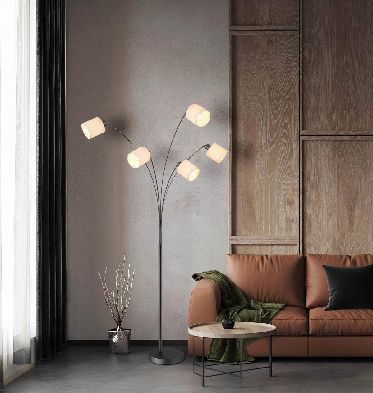 Svjetiljka Podna 43540508  Thea - crni krom/crna, Design, tekstil/metal (90/90/200cm) - Globo