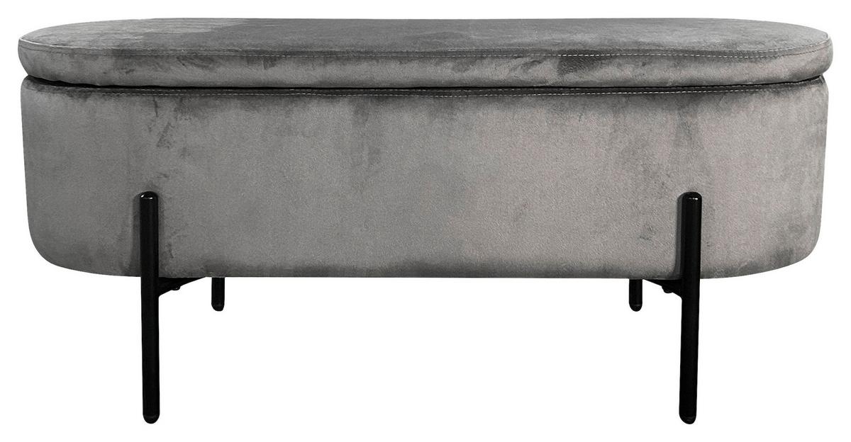 Sitzbank Nova Grau Samt - Schwarz/Grau, Design, Textil/Metall (95/42/37,5cm) - MID.YOU