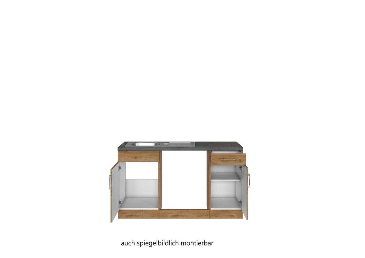Eckküche Winkelblock ohne Geräte ca. 210x210cm Eiche - Eichefarben/Anthrazit, MODERN, Holzwerkstoff/Metall (210/210cm) - Held