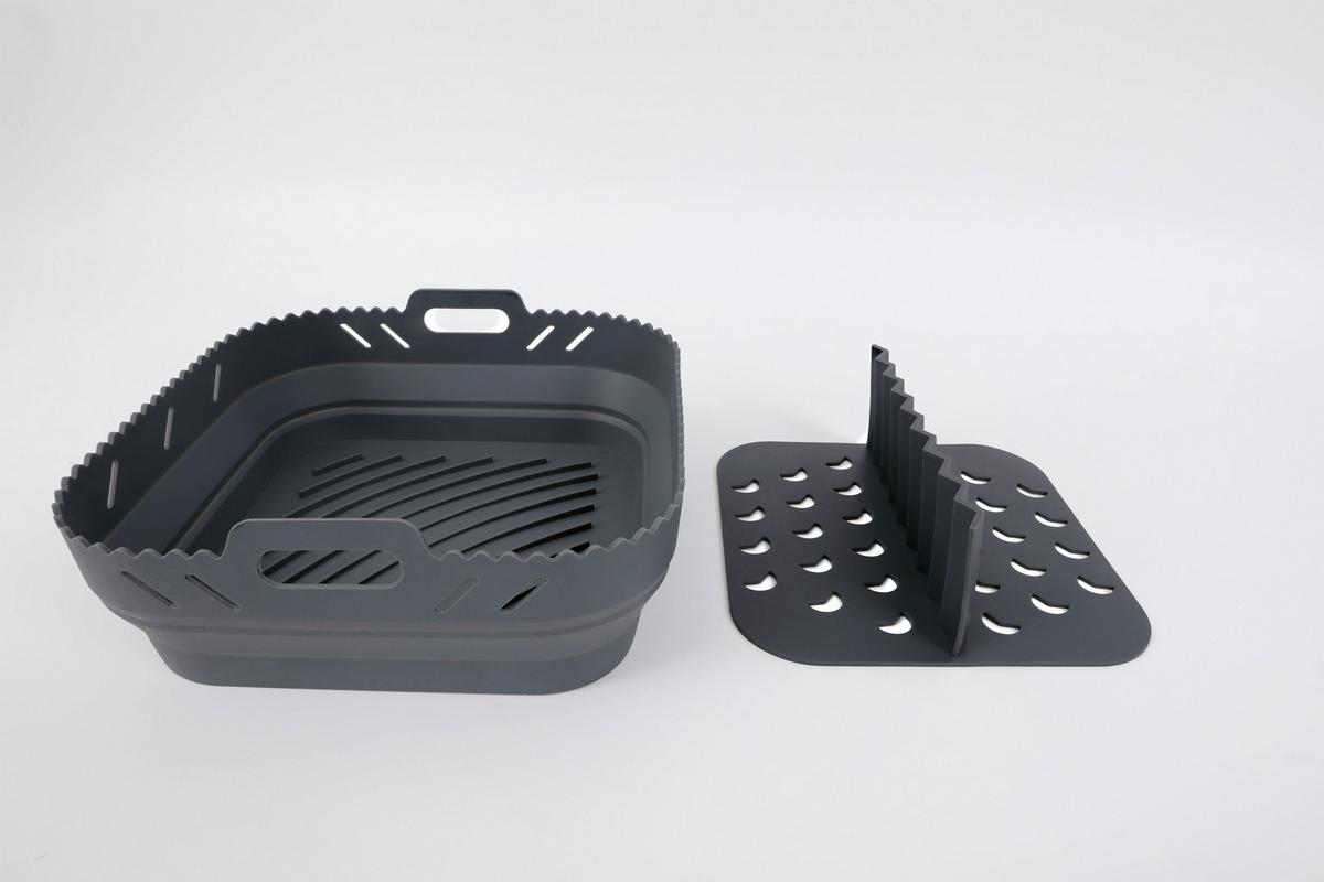 Silikonform für Fritteuse Anthrazit ca. 4l - Anthrazit, KONVENTIONELL, Kunststoff (21/21/8cm)