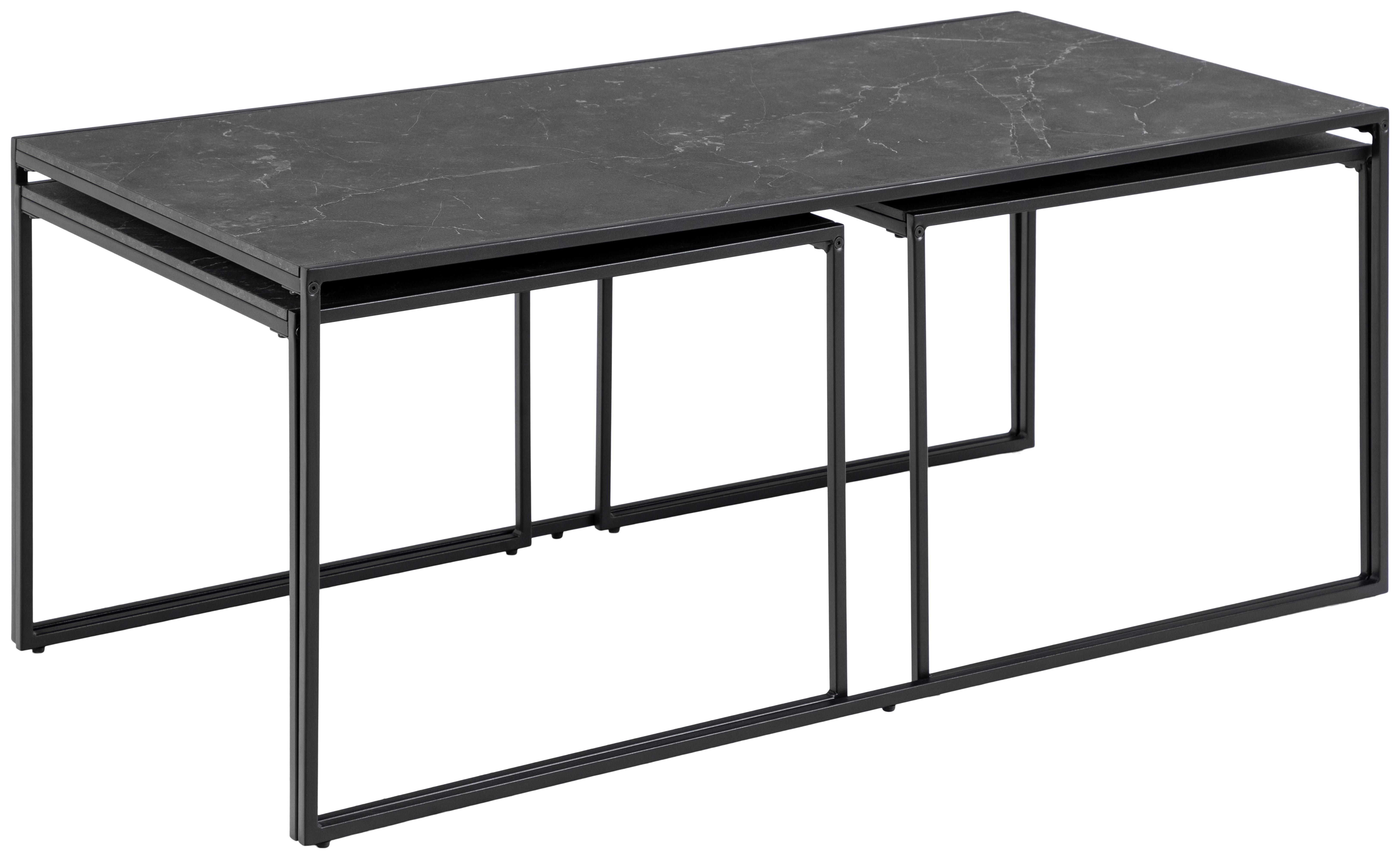 ZESTAW STOLIKÓW KAWOWYCH INFINITY - czarny, Konventionell, materiał drewnopochodny/metal (56-120/56-60/44-48cm) - Carryhome