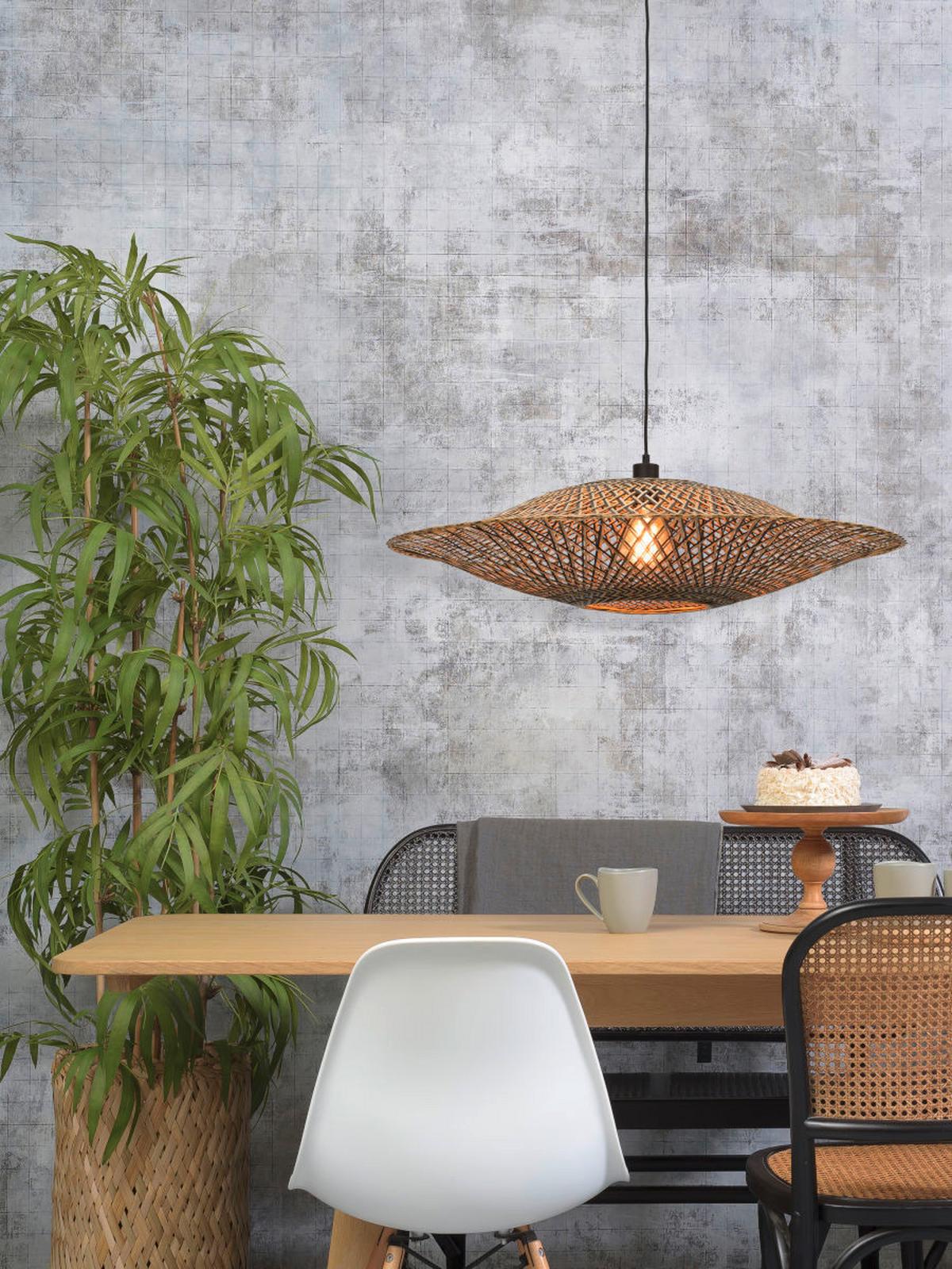 Hängeleuchte Bali in Schwarz/Braun max. 40 Watt - Hellbraun/Schwarz, Natur, Naturmaterialien (87/20cm) - Good & Mojo