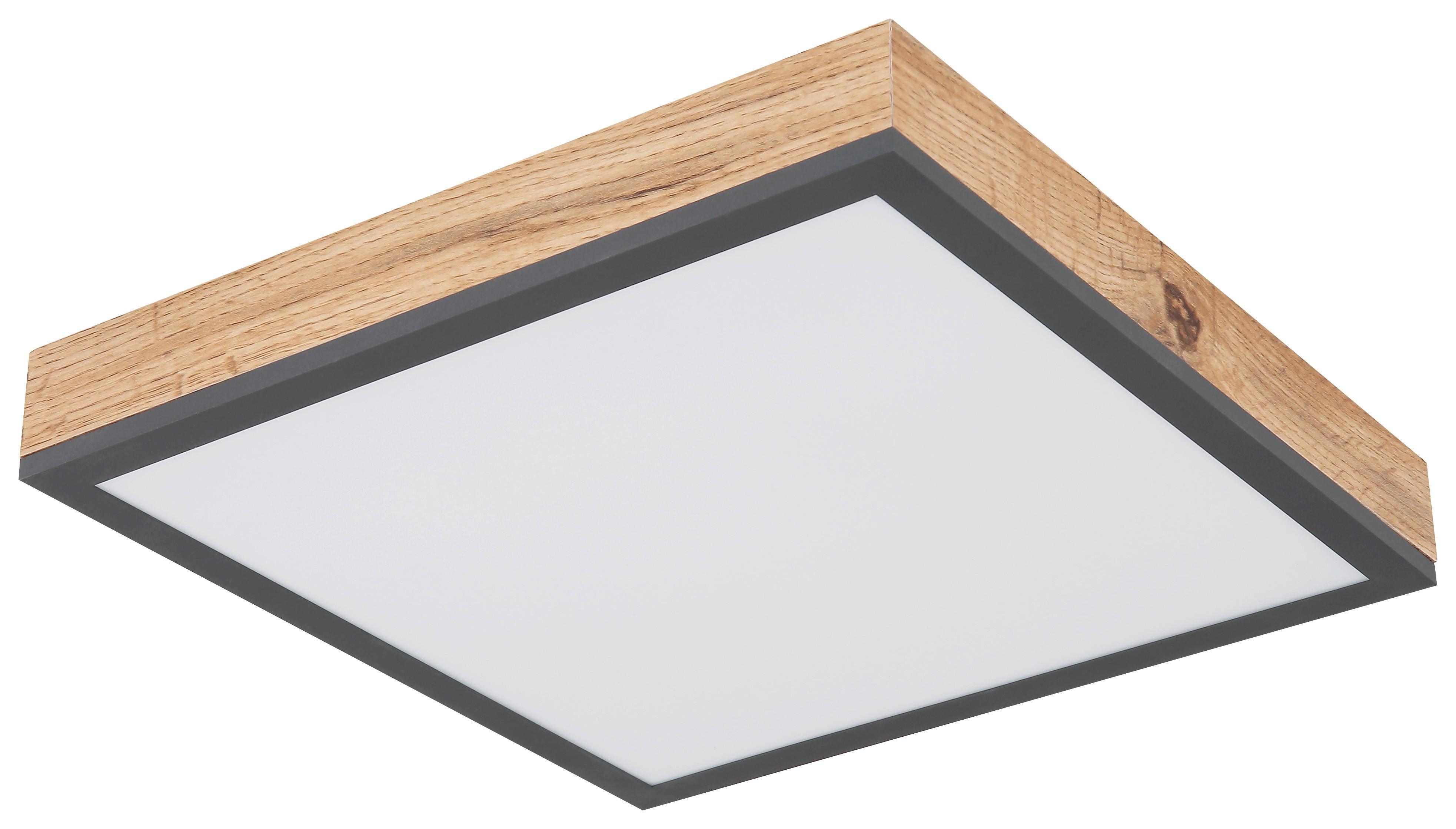 Led Mennyezeti Lámpa Mopi 30/30 - grafitszürke/opál, Modern, műanyag/fa (30/30/6cm) - Mömax