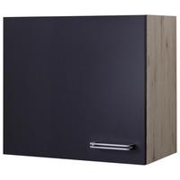 Kuhinjska Zgornja Omarica Milano, Antracit, Hrast, Š. 60 - barve nerjavečega jekla/barve hrasta, Moderno, kovina/leseni material (60/54/32cm) - FlexWell
