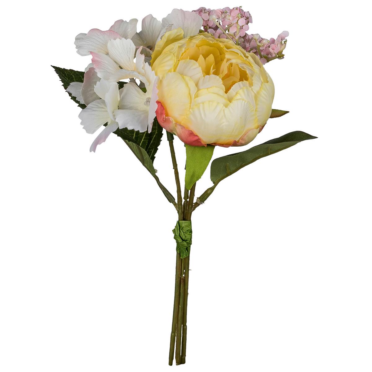 Biljka Umjetna Peoniensträusschen - svijetlo žuta/smeđa, Romantično / ladanjski, plastika (26cm) - Mömax