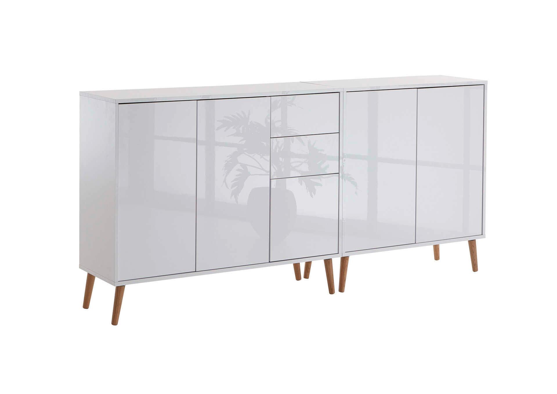 Sideboard Mailand Set 10 Weiß - Weiß Hochglanz/Weiß, MODERN, Holz/Holzwerkstoff (184,5/86/33cm) - MID.YOU