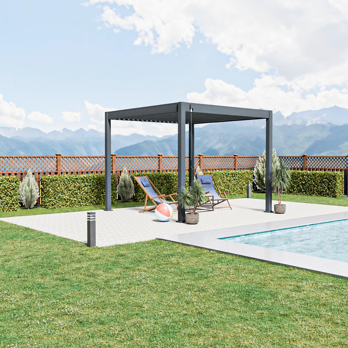 Pergola Trumpf, Antracit, 3x3m - barve grafita, Basics, kovina (300/255/300cm) - Gardenson