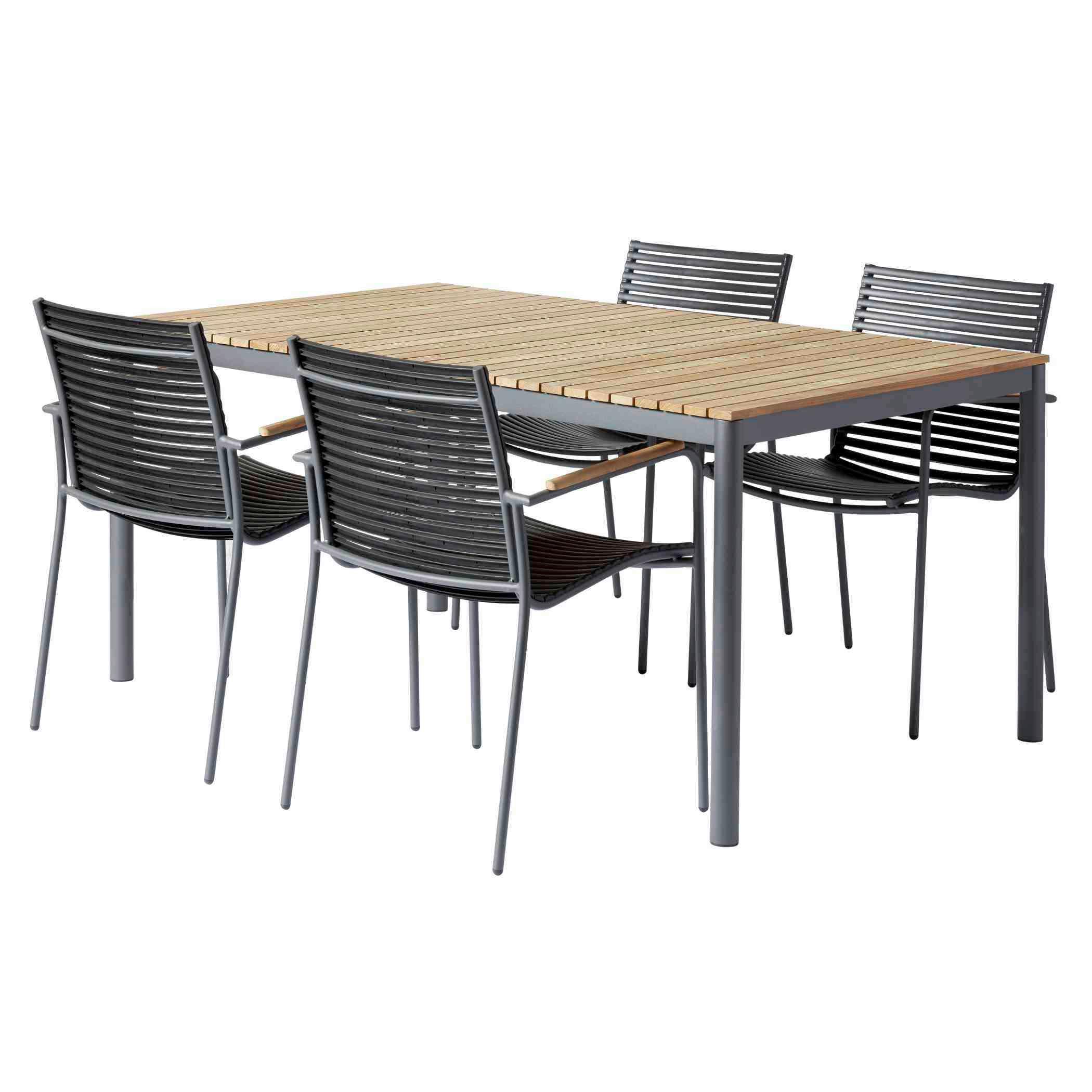 Gartentischgruppe Mood - Anthrazit/Schwarz, Natur, Holz/Kunststoff (60/84/56cm) - Gardenson