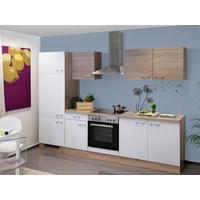 Kuhinjski Blok Z Aparati Samoa, Bela, Barva Hrasta - bela/barve aluminija, Moderno, umetna masa/leseni material (270cm) - FlexWell