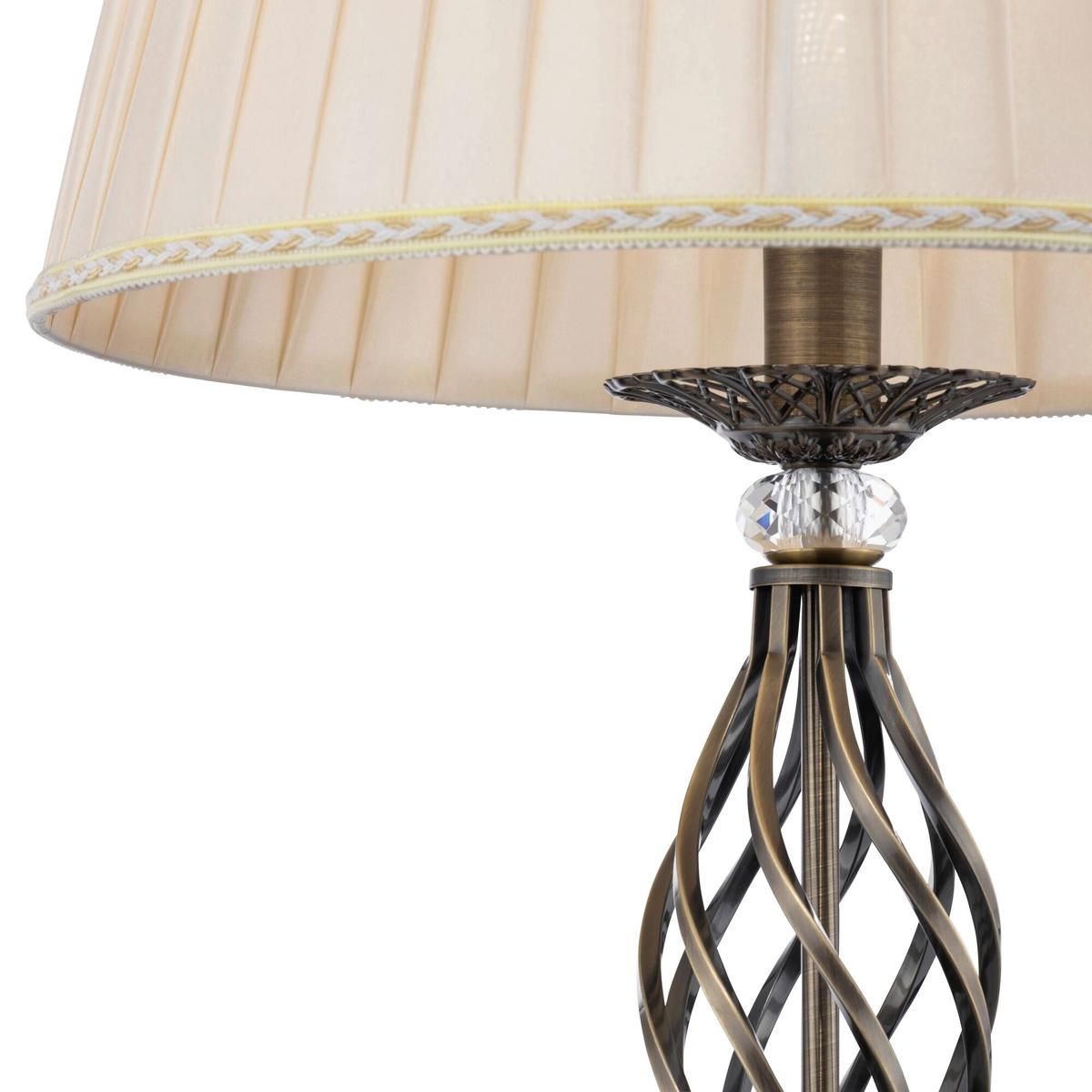 STEHLEUCHTE GRACE - Messingfarben, Basics, Glas/Textil (38/165/38cm) - MAYTONI