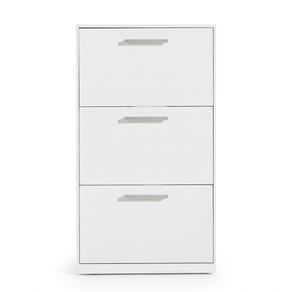 Cipősszekrény Leon 3 - fehér/szürke, Basics, műanyag/faalapú anyag (64/119,7/19cm)