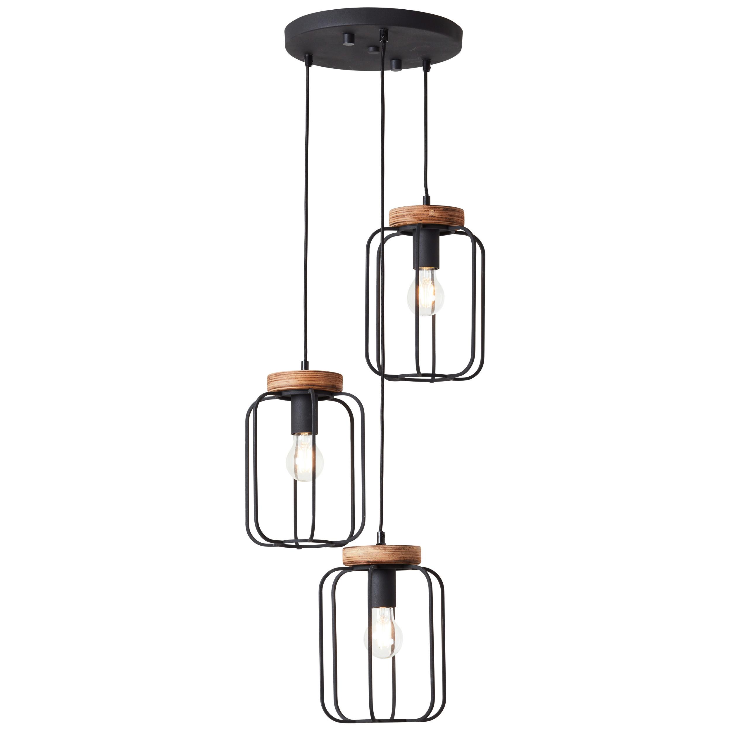 Hängeleuchte Tosh Braun/Schwarz max. 40 Watt - Schwarz/Braun, Design, Holz/Metall (42/165cm) - Brilliant