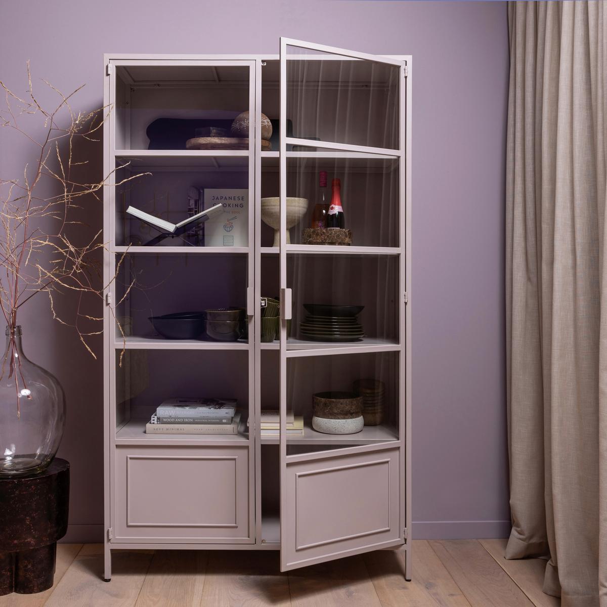 Vitrine Ronja Pink B: 110 cm - Pink, Design, Glas/Metall (110/189/43cm) - Livetastic