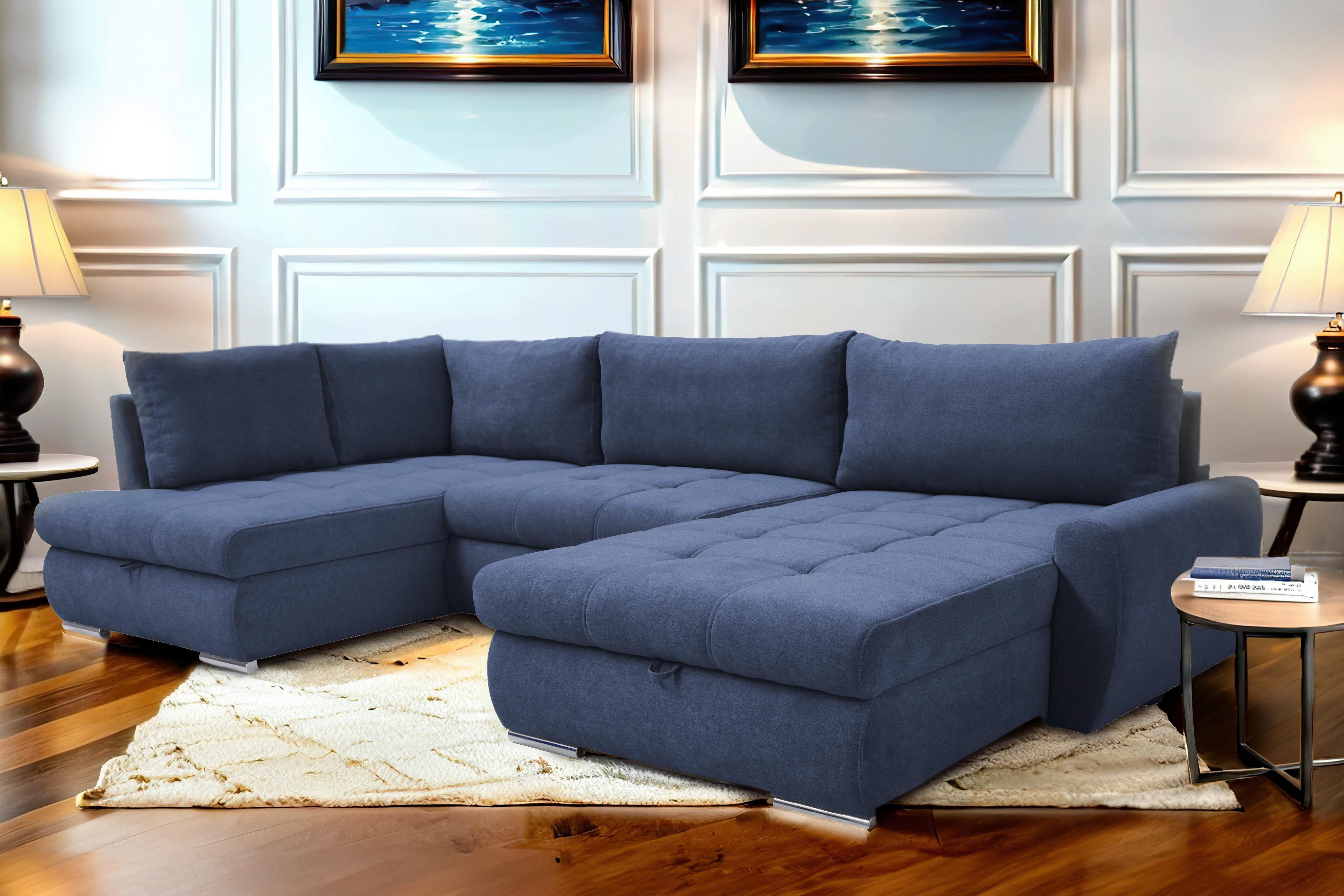 Kutna Garnitura Canion - tamno plava/boje kroma, Design, tekstil/plastika (173/322/174cm) - Modern Living