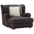 Relaxsessel in Dunkelgrau mit Kissen - Dunkelgrau/Eichefarben, MODERN, Holz/Textil (123/95/46/145cm) - Premium Living Relaxsessel in Dunkelgrau mit Kissen - Dunkelgrau/Eichefarben, MODERN, Holz/Textil (123/95/46/145cm) - Premium Living