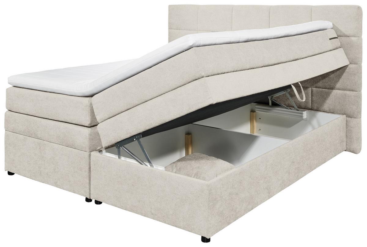 Boxspringbett Tacoma 3 inkl. Topper ca. 180x200 cm Sandf. - Sandfarben, KONVENTIONELL, Kunststoff/Textil (180/200cm) - MID.YOU