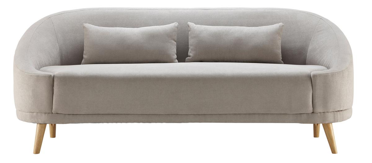 Sofa Jannike Grau Velours - Grau, MODERN, Holz/Textil (207/84/80cm) - Bessagi Home