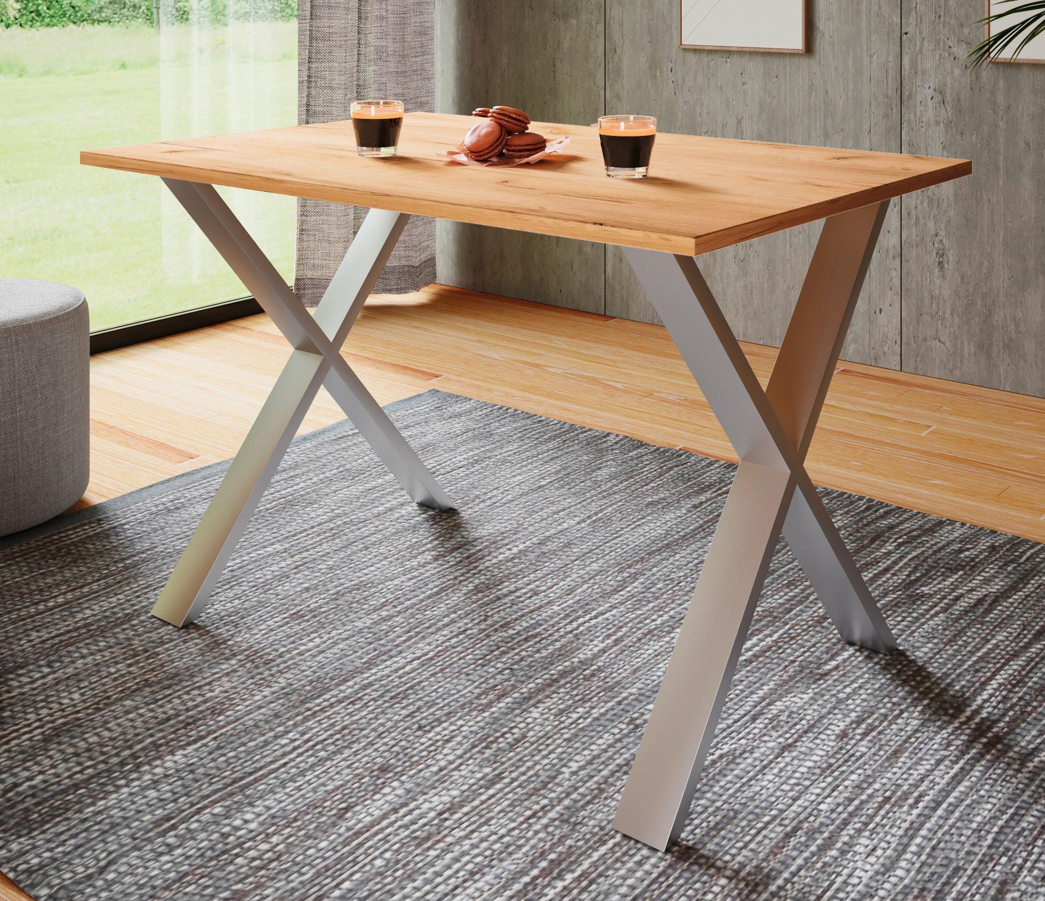 SCHREIBTISCH LONA - Honigeiche/Silberfarben, Design (160/76/80cm) - MID.YOU