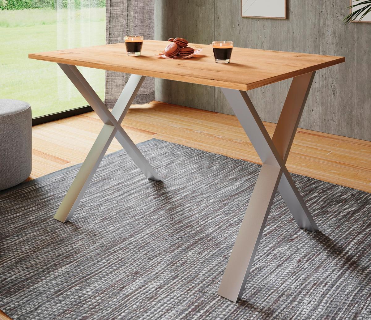 SCHREIBTISCH LONA - Honigeiche/Silberfarben, Design (160/76/80cm) - MID.YOU