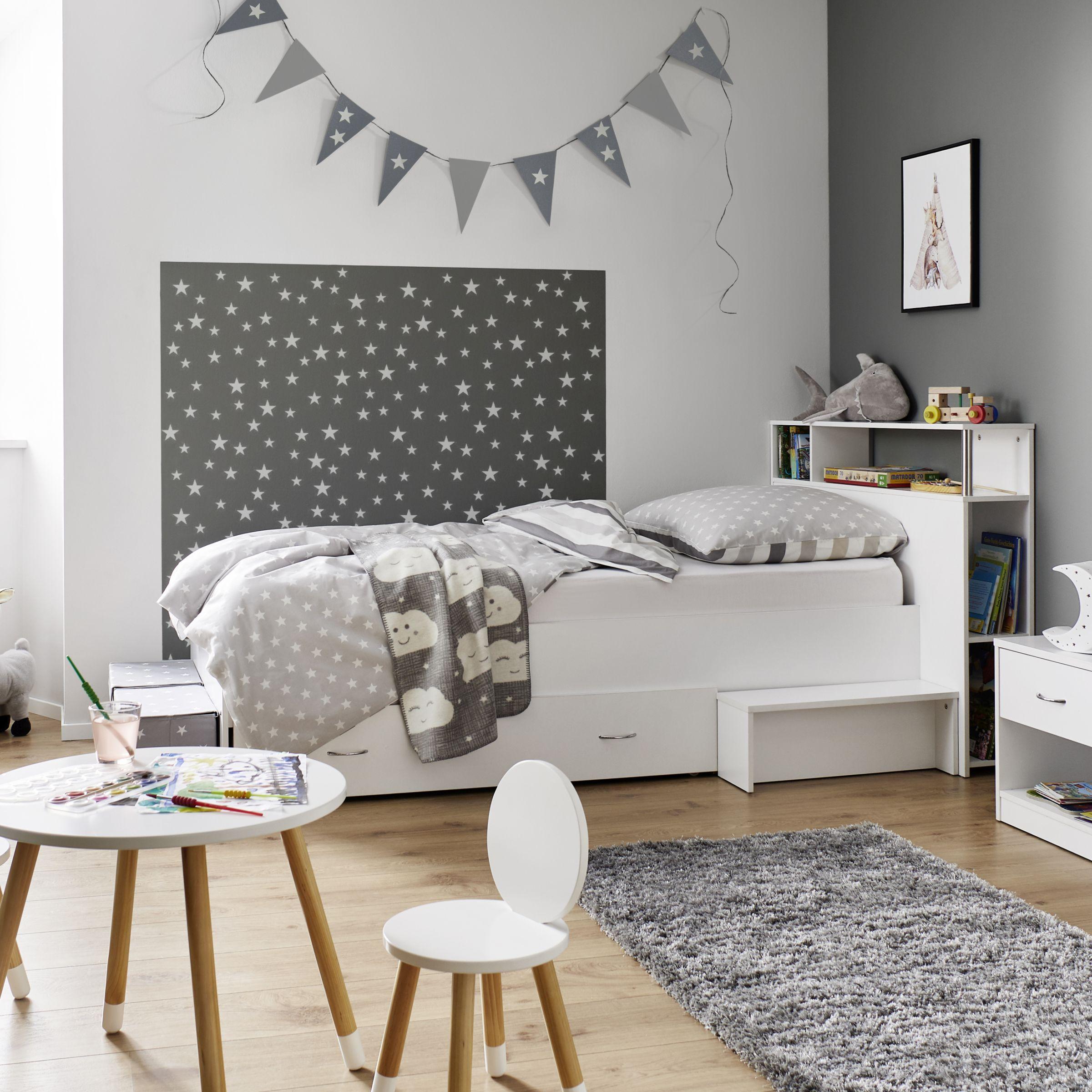Stauraumbett Nika Weiß ca. 90x200 cm MDF - Weiß, MODERN, Holz/Holzwerkstoff (90/200cm) - Bessagi Kids
