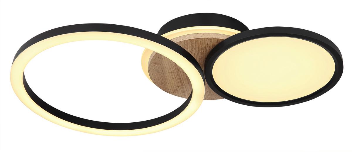 LED-DECKENLEUCHTE 67273-28 SID - Weiss/Dunkelbraun, Design, Holzwerkstoff/Kunststoff (51,5/30/10,5cm) - Globo