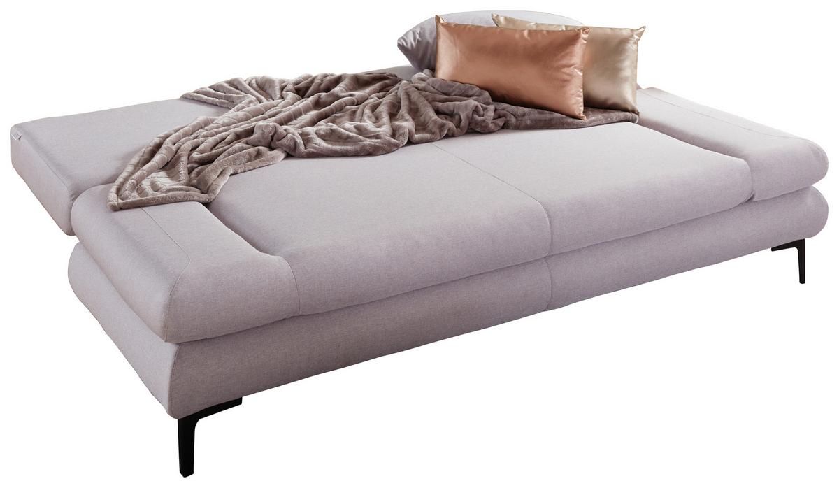 Schlafsofa in Hellgrau mit Bettfunktion - Hellgrau/Schwarz, MODERN, Textil (191/42-76/86cm) - Based