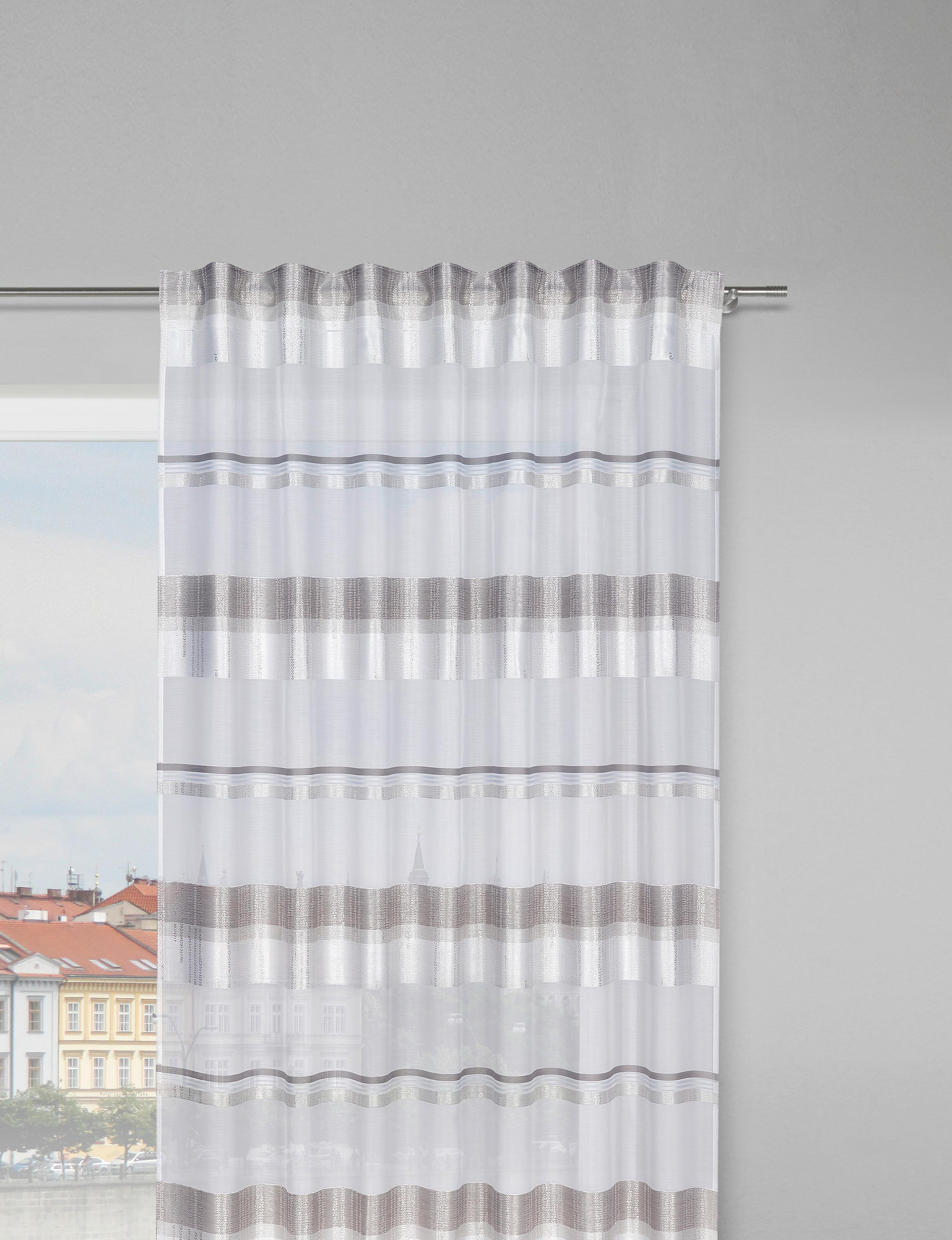 Draperie gata confecționată DIANE - gri deschis/alb, Romantik / Landhaus, textil (140/245cm) - Modern Living
