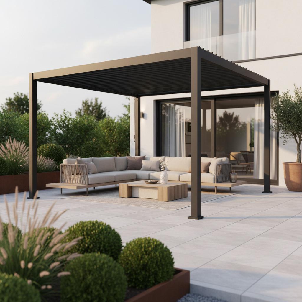 Pavillon Basic Anthrazit B/H ca. 360x240-250 cm - Anthrazit, Basics, Metall (360/240/300cm) - Gardenson