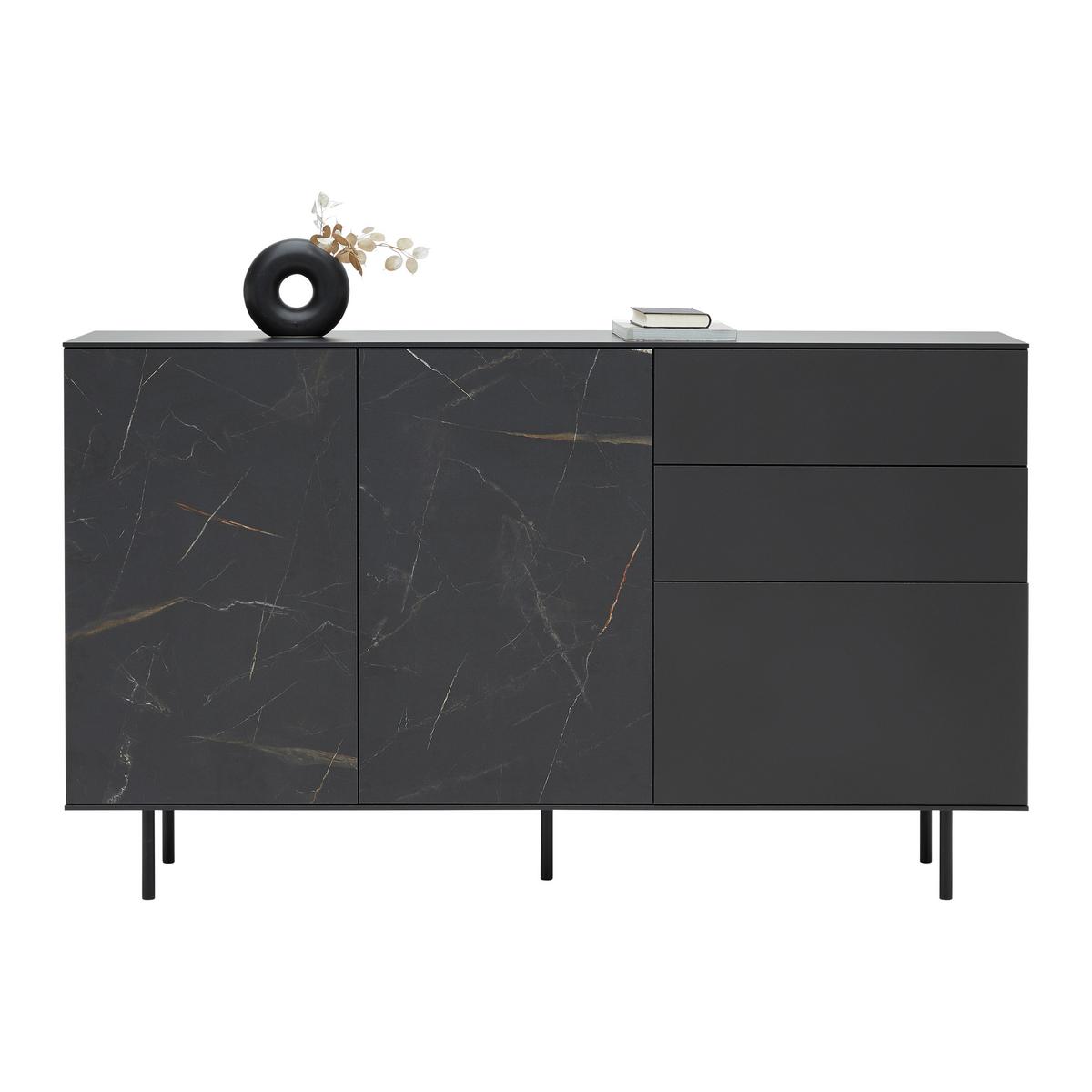 Sideboard Valea Grau - Schwarz, MODERN, Holzwerkstoff/Kunststoff (180/106/42cm) - Premium Living