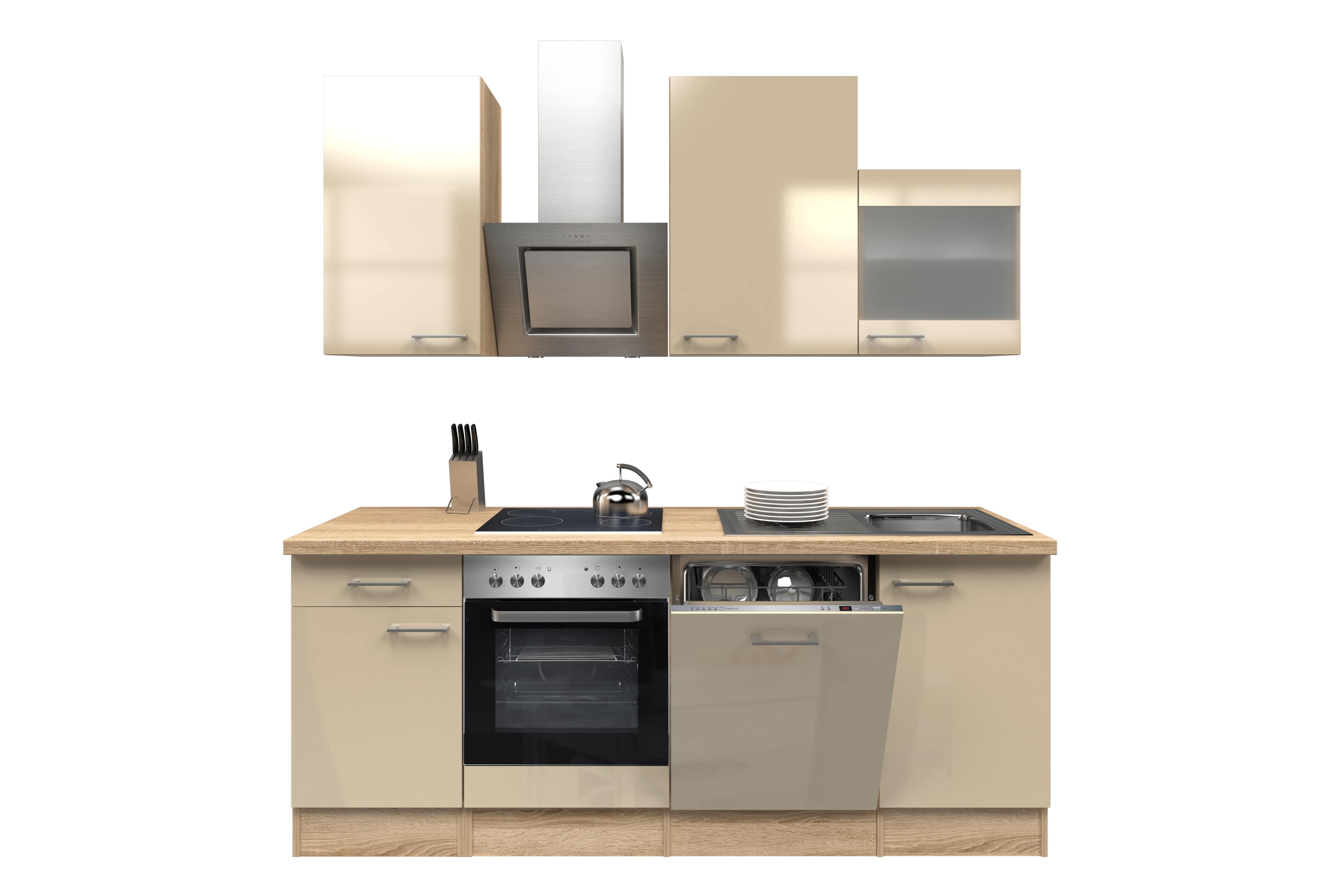 Kuhinjski Blok Z Aparati Nepal, Kašmir, Barva Hrasta - barve nerjavečega jekla/kašmir, Moderno, kovina/steklo (220cm) - FlexWell