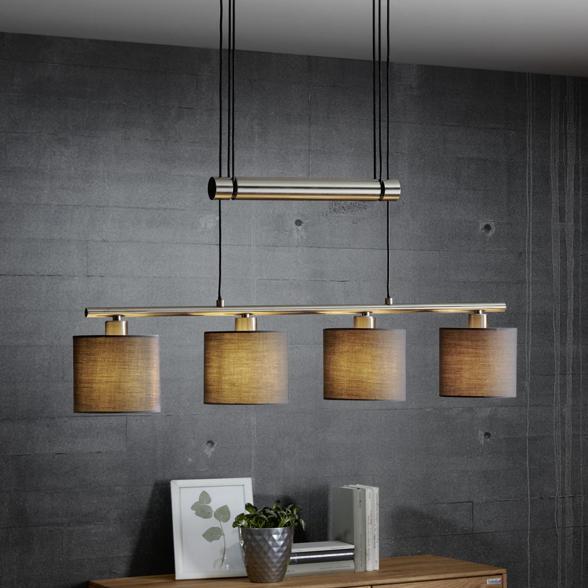 LAMPA WISZĄCA X30054011 GARDA *SBN* - szary/kolor niklowy, Lifestyle, metal/tkanina (77/13,5/95-150cm) - Novel