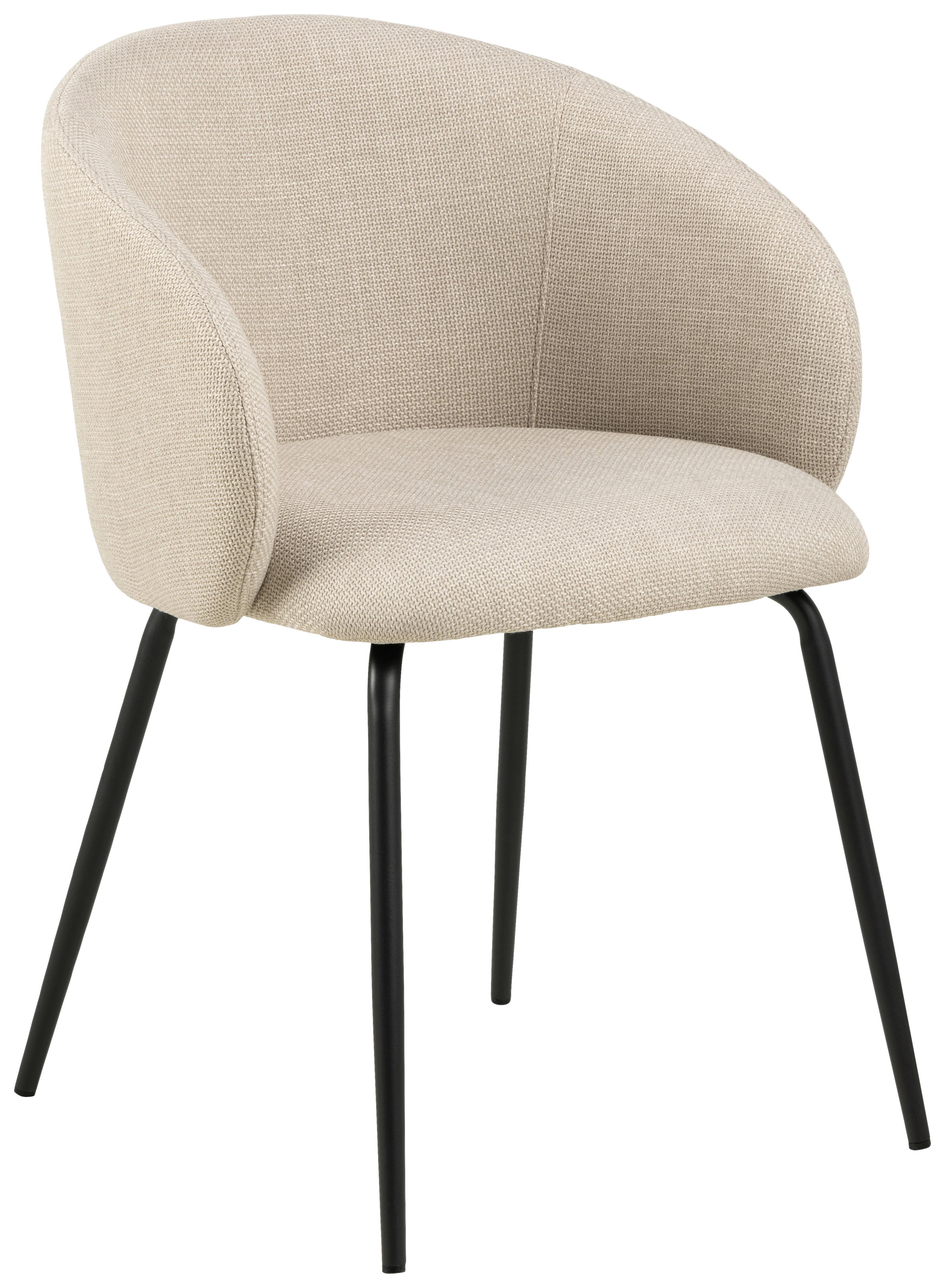 KRZESŁO Z PODŁOKIETNIKAMI ELEANOR - beżowy/czarny, Design, metal/tkanina (56/80,5/54,5cm) - MID.YOU