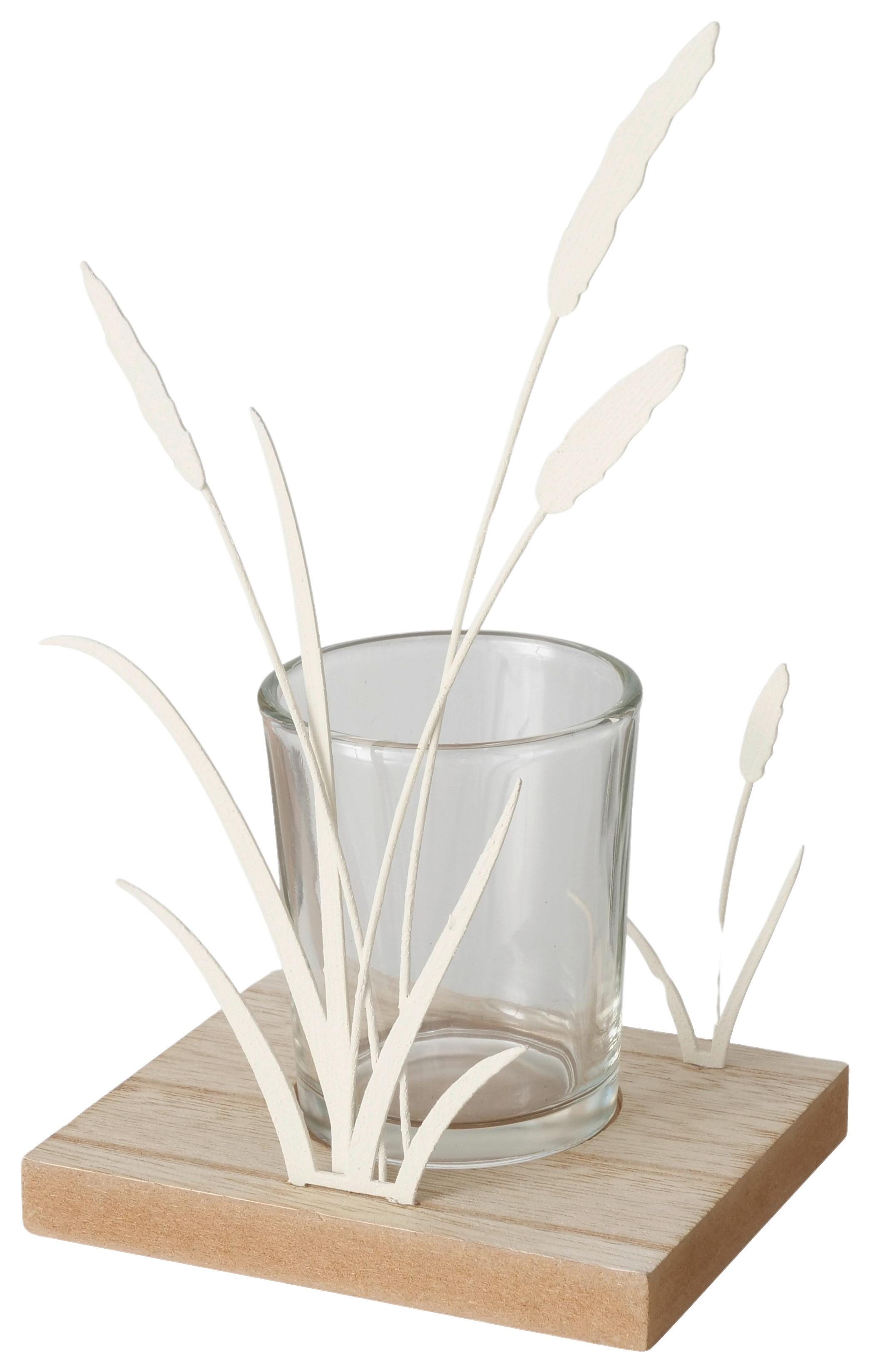 Windlicht Nolani II Creme - Creme, KONVENTIONELL, Glas/Holzwerkstoff (10/8/18,5cm) - Mömax