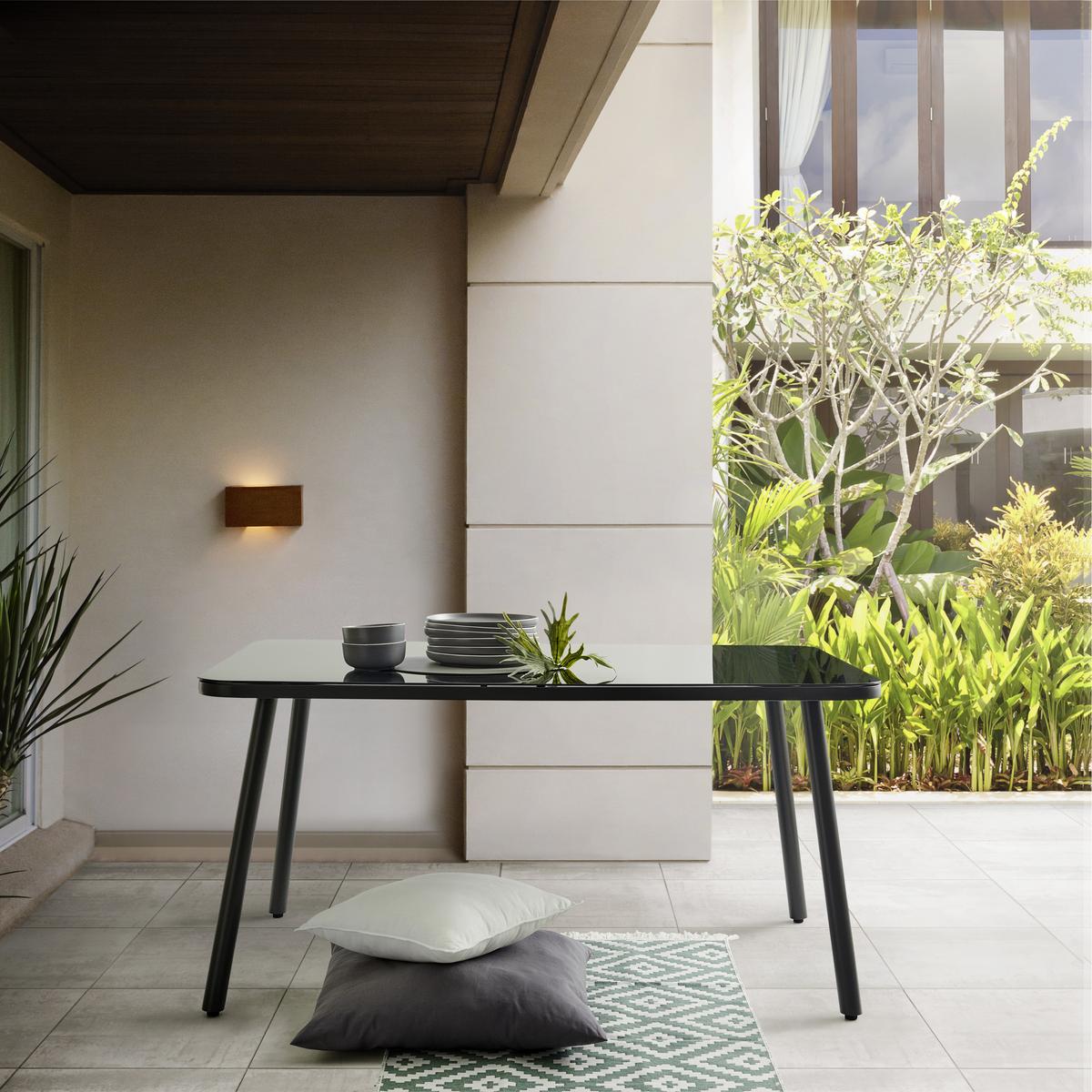 Kerti Étkezőgarnitúra Toscana - fekete/sötétszürke, Modern, Üveg/textil - Modern Living