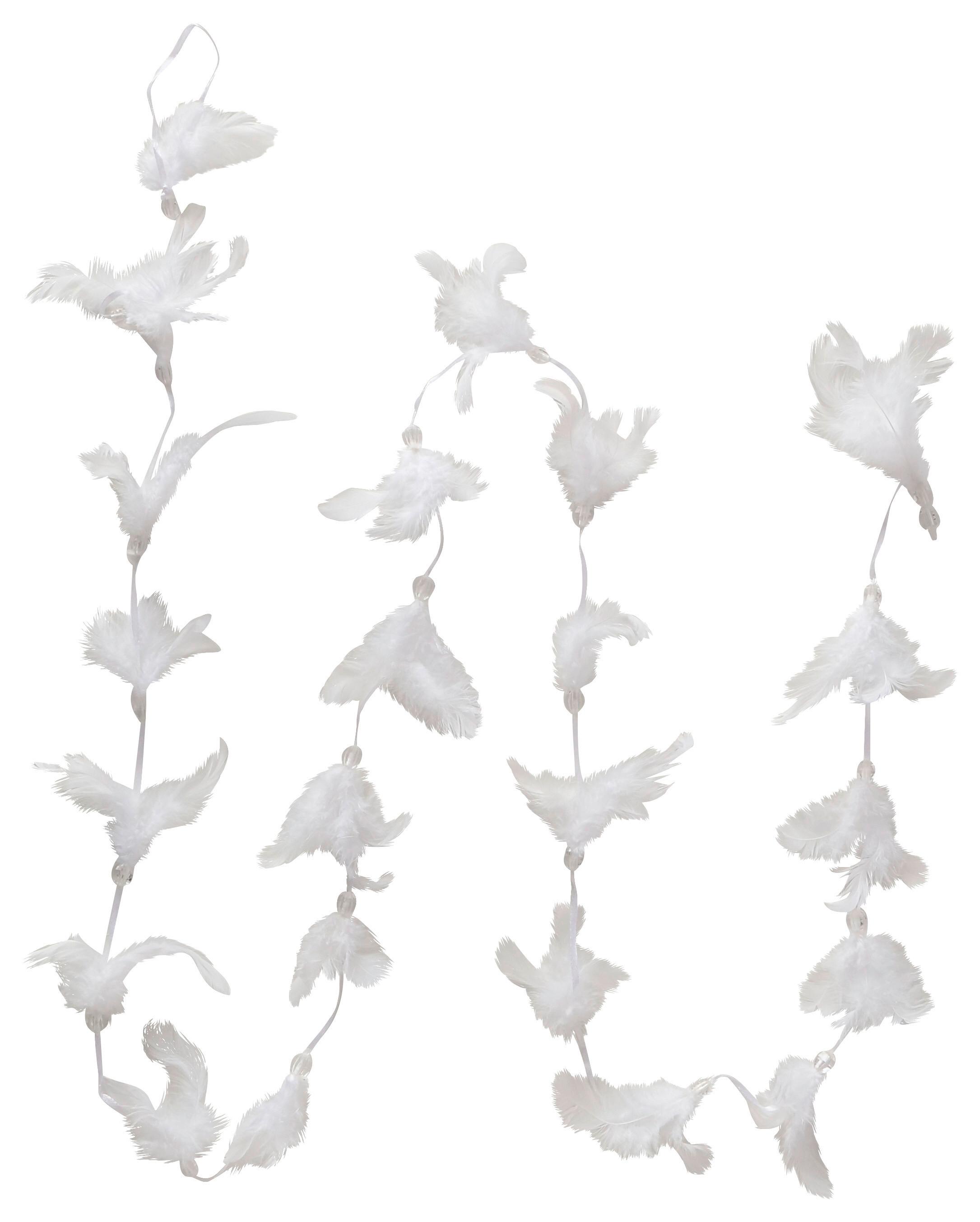 Girlande Pluma I Weiß ca. 50cm - Weiß, ROMANTIK / LANDHAUS, Naturmaterialien (50cm) - Mömax