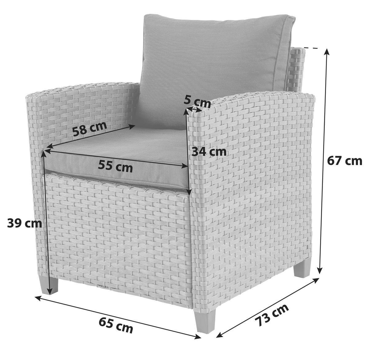 FOTEL OGRODOWY VIPORA - szary/brązowy, Modern, tworzywo sztuczne/metal (65/67/73cm) - Ambia Garden