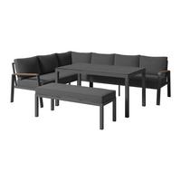 Lounge Garnitura Lecce, Rjava, Antracit, 4-Delno - črna/antracit, Moderno, kovina/steklo (194/255cm) - Beldano
