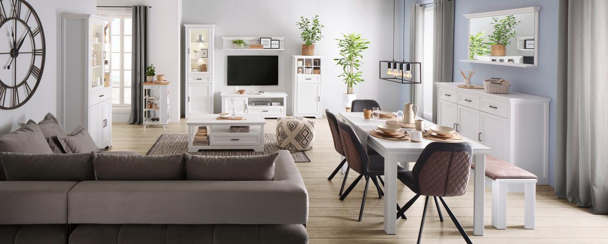 vitrine in Pinienfarben - couleur de pin, Romantik / Landhaus, métal/matériau de bois (93/204/42cm) - Zandiara