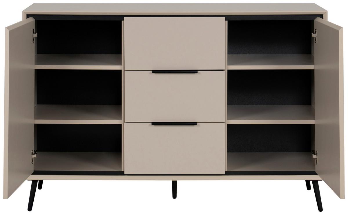 KOMODA ARONA - czarny/kolor piaskowy, Konventionell, materiał drewnopochodny/tworzywo sztuczne (135/90/38cm) - Livetastic