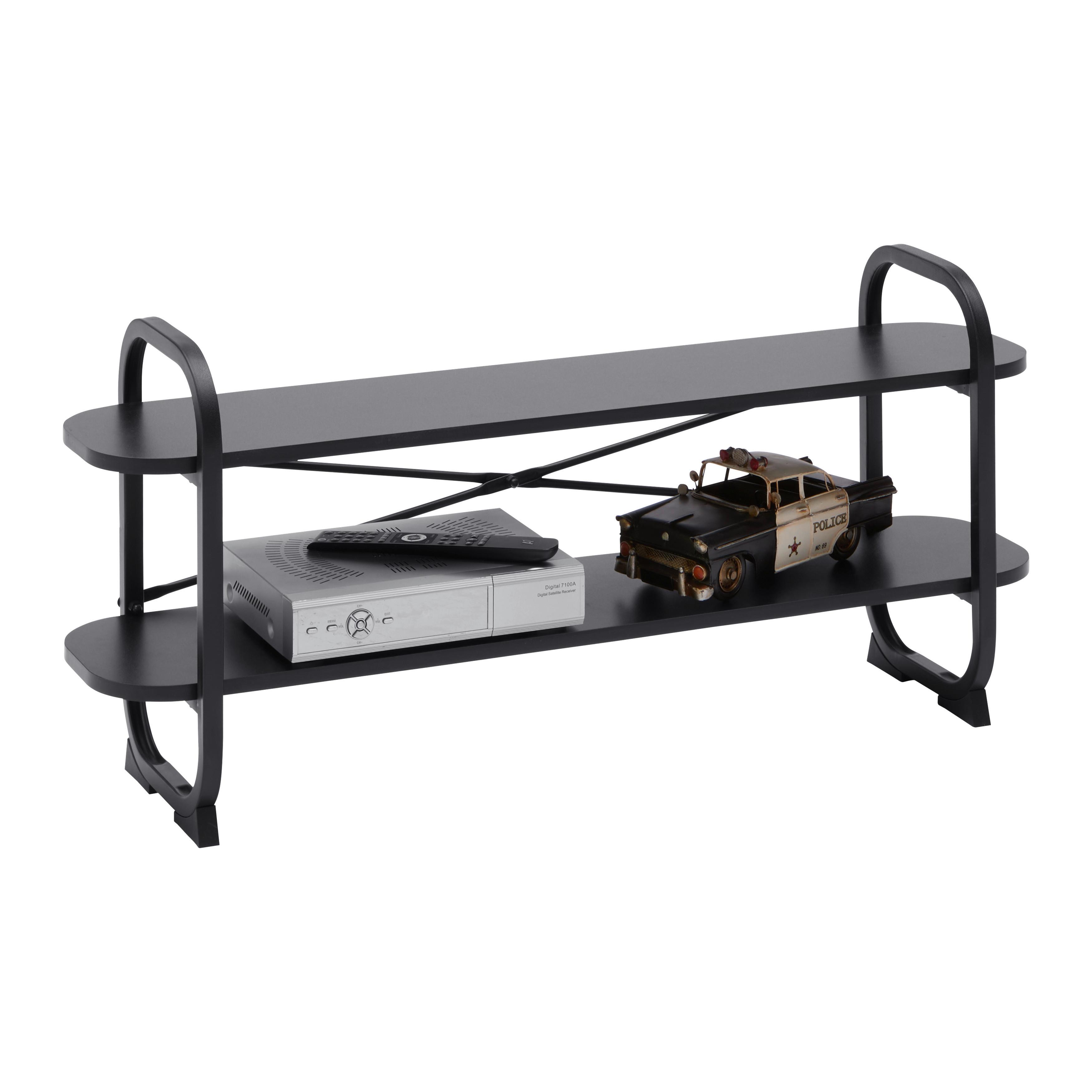 MEDIABÄNK BEND -EXKLUSIV- - svart, Modern, metall/trämaterial (100/44/27cm) - Mömax